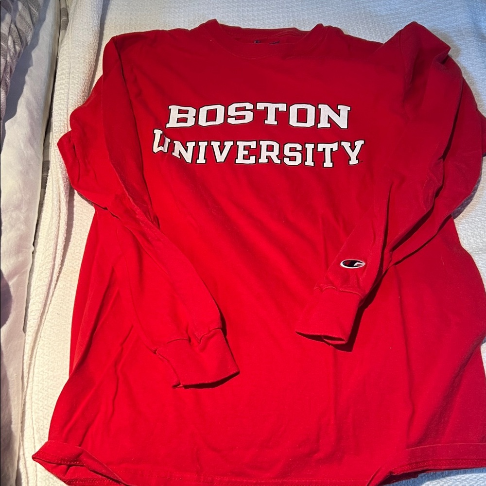 Champion Red Boston University Long-Sleeve Tee